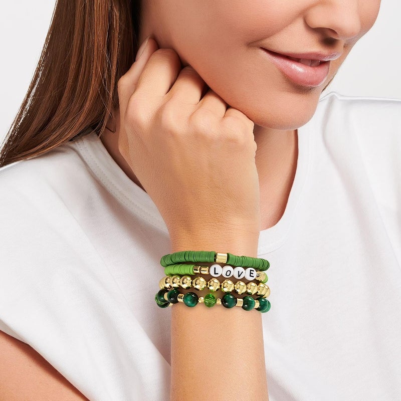 Aigrnc Boho Beaded Stretch Bracelets For Women Stackable Crystal Gold Plated Beaded Bracelets Set Trendy Handmade Friendship Braeclet Jewelry Gifts - Image 4